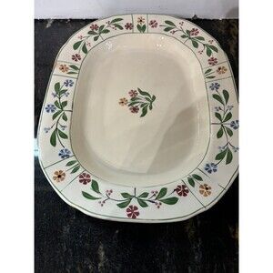 Alcazar Adams Deep Platter Titian Ware Red & Green Flowers Made In England 13.5"